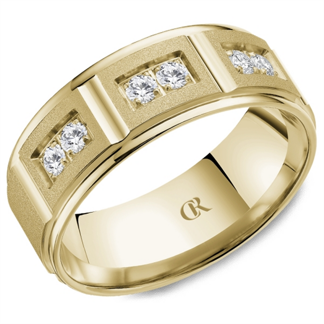 Men's White Gold Bevel Diamond Band 
Total Diamonds: 0.3cttw
Top Wid
