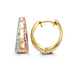 Load image into Gallery viewer, Kid&#39;s 10K Tri-Colour Gold Diamond Cut Huggie Earrings
Collection: Huggies
