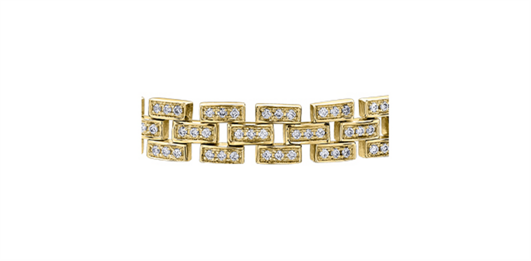 10K Yellow Gold Diamonds Fancy Link Bracelet 
Total Diamonds: 1.75 ct