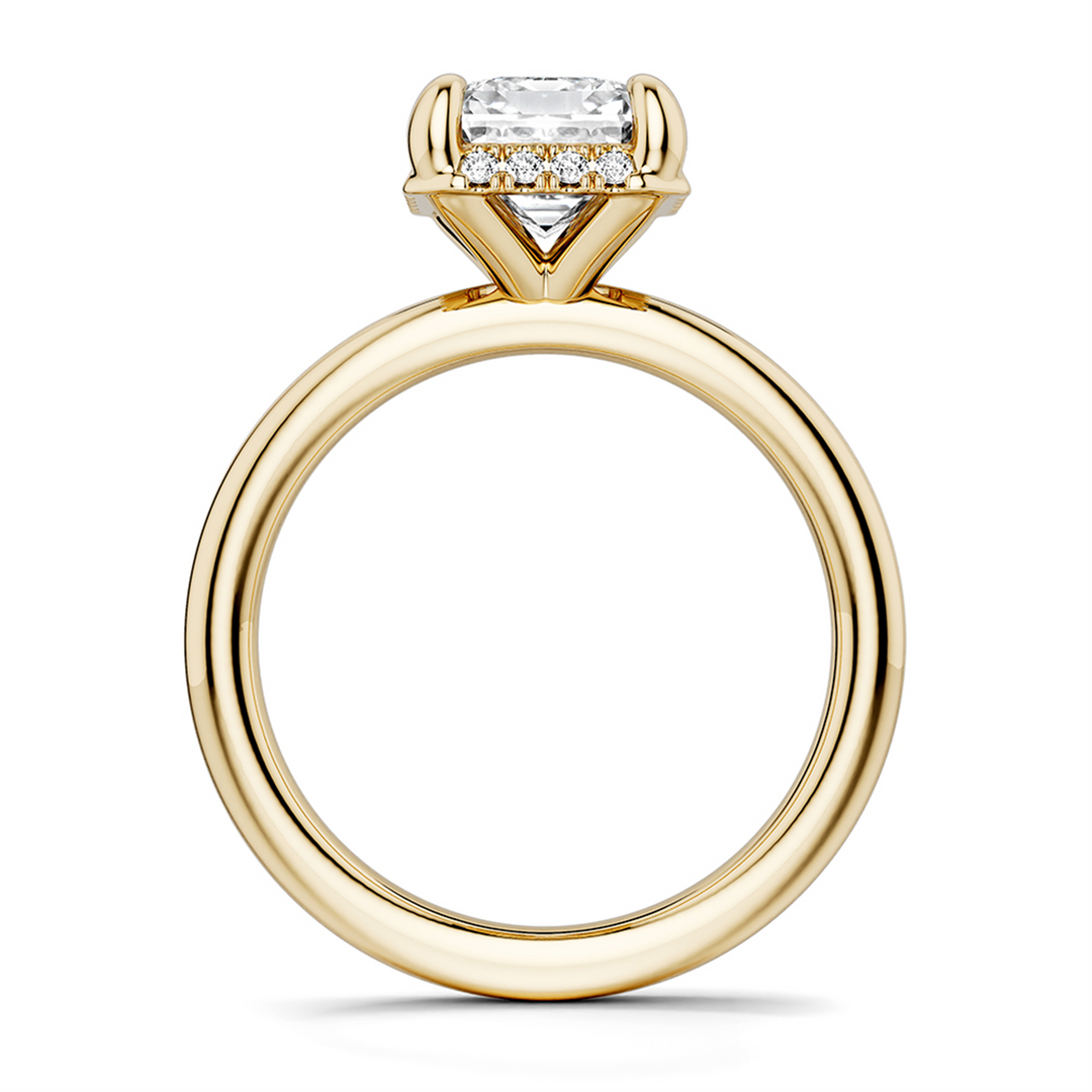14K Yellow Gold Hidden Halo Diamond Engagement Ring Semi-Mount
Fits C