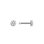 Load image into Gallery viewer, 14K White Gold Flower Nose Stud with Cubic Zirconia 
Collection: Sparkles
