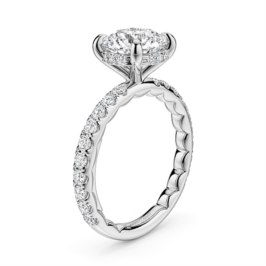 White Gold Hidden Halo Diamond Engagement Ring Semi-Mount
Fits Centre