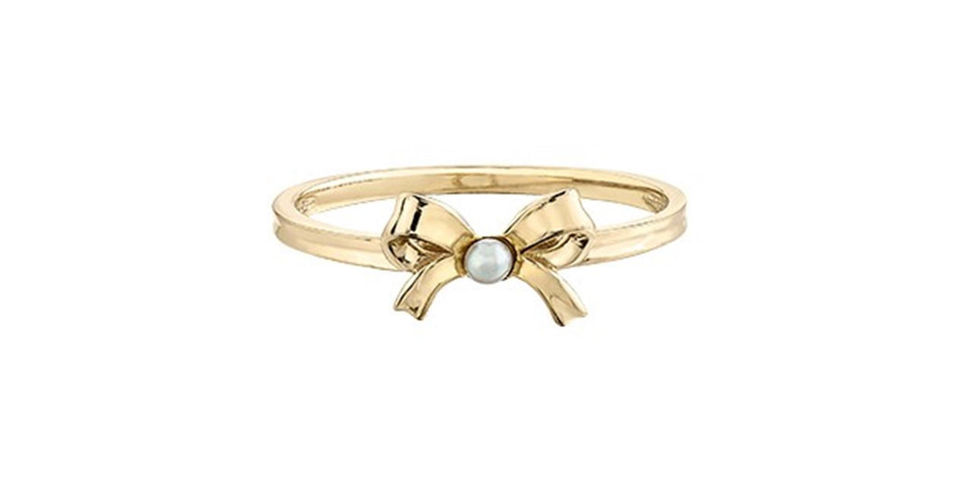 10K Yellow Gold Bow Pearl Ring