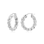 Load image into Gallery viewer, White Sterling Silver Twist Polished Medium Hoop Earrings
Earring Len