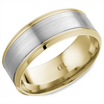 Load image into Gallery viewer, Men's White &amp; Yellow Gold Bevel Band with Sandpaper Finish 
Top Width