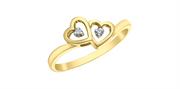 Lady's 10K Yellow Gold Double Hearts Diamond Ring 
Total Diamonds: 0.