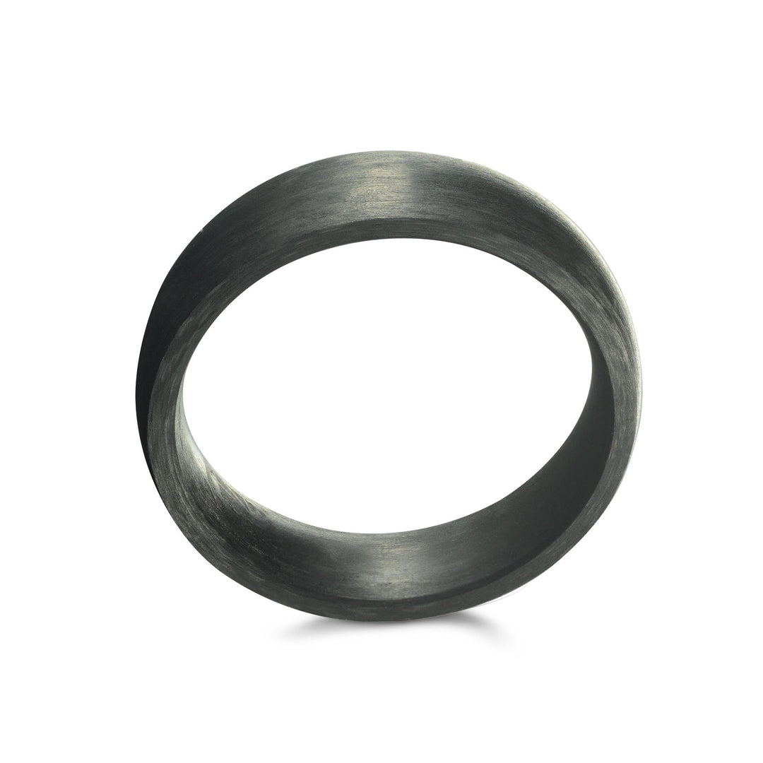 Black Carbon Fibre Brushed Domed Band Band 
Width: 6mm