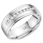 Load image into Gallery viewer, Men's White Gold Stepped Down Edges Diamond Band 
Total Diamonds: 0.2