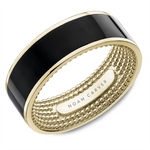 Load image into Gallery viewer, Men's Yellow Gold Flat Band with Polished Finish and Enamel Inlay
Top