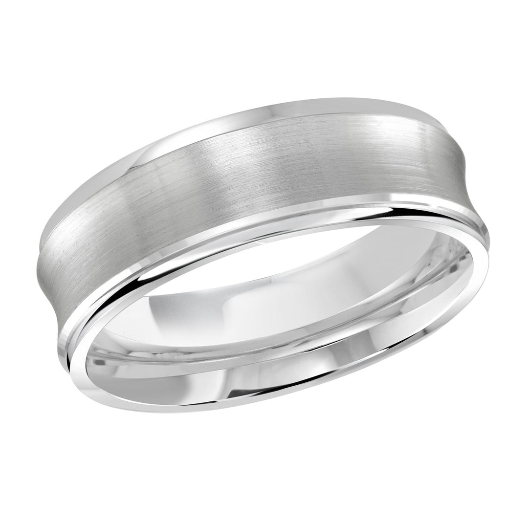 Men's 10K White Gold Concave Band with Satin Finish