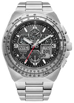 Load image into Gallery viewer, CITIZEN Men&#39;s Stainless Steel Eco-Drive Chronograph Watch with Black Dial
