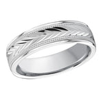 Load image into Gallery viewer, Men&#39;s 10K White Gold Stepped Down Edges Band with Diamond Cut Finish
