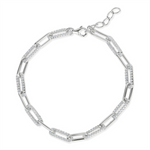Load image into Gallery viewer, White Sterling Silver Paperclip Bracelet 
Top Width: 4.3mm
Length: 7