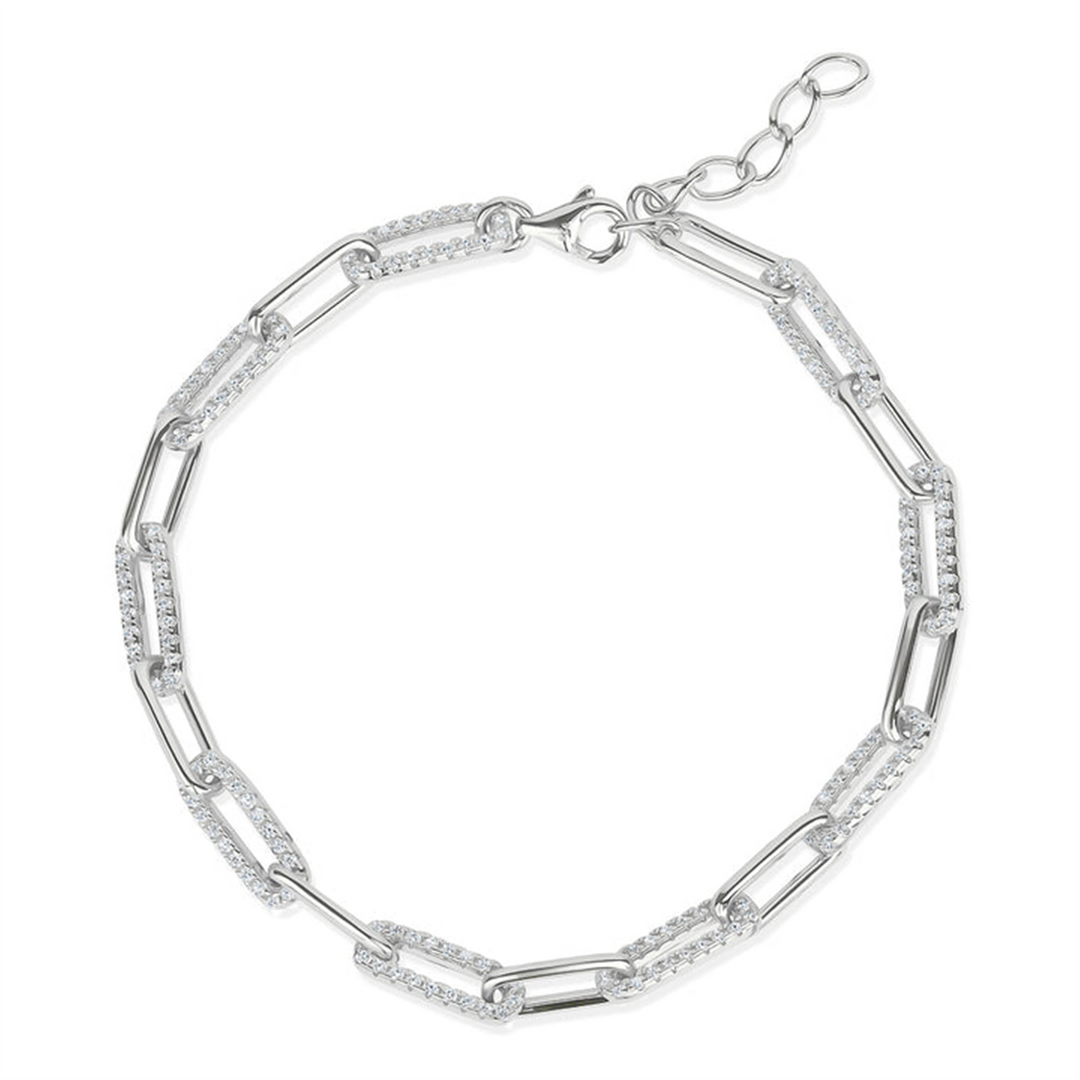White Sterling Silver Paperclip Bracelet 
Top Width: 4.3mm
Length: 7