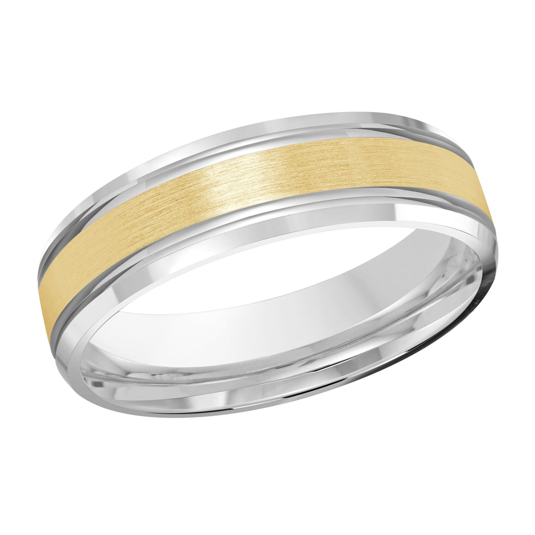 Men's 10K White & Yellow Gold Bevel Band with Satin Finish