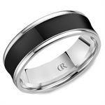 Load image into Gallery viewer, Men's White Gold Concave Band with Polished Finish 
Top Width: 7 mm