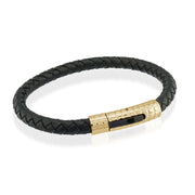 Black Leather Stainless Steel 
Length: 8.25