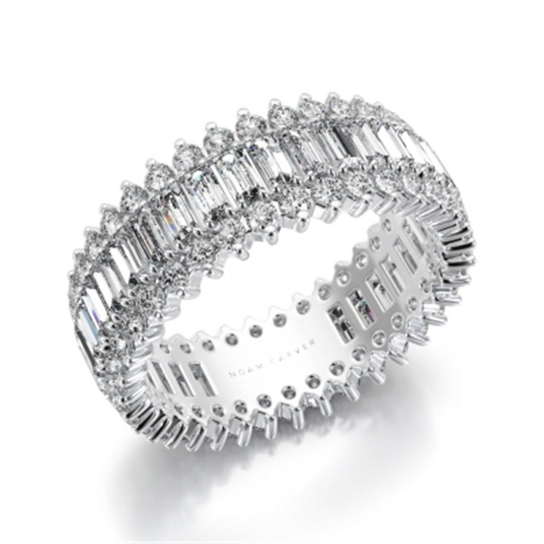 Lady's White Gold Prong Set Eternity Lab Diamonds Band
Diamond Shape: Baguette, Round