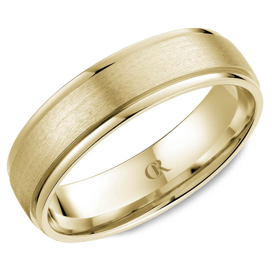 Men's 10K Yellow Gold Stepped Down Edges Band with Satin Finish 
Top