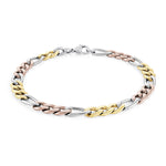 Load image into Gallery viewer, Tri-Colour Stainless Steel Figaro Bracelet 
Length: 7.25&quot;
Width: 6mm
