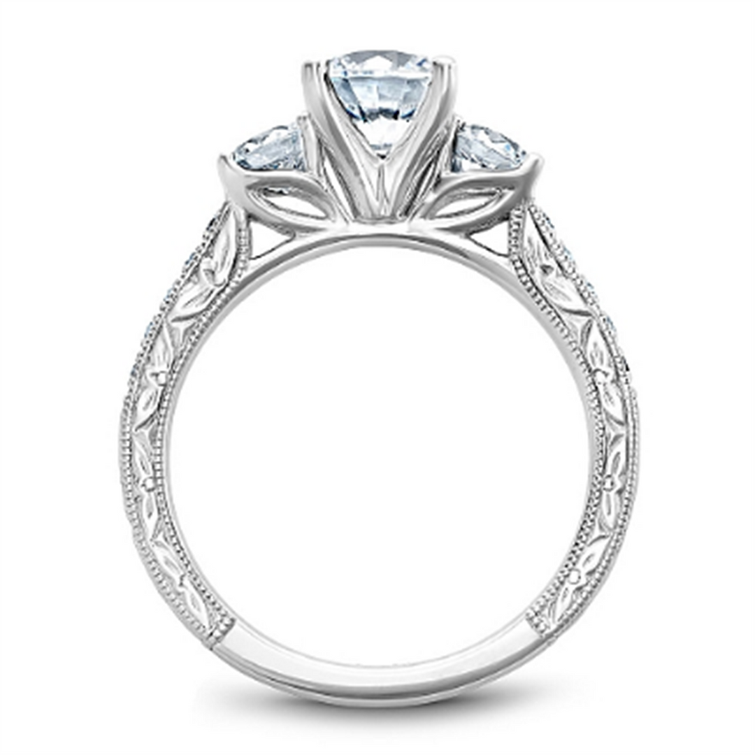 White Gold 3 Stone Diamond Semi-Mount