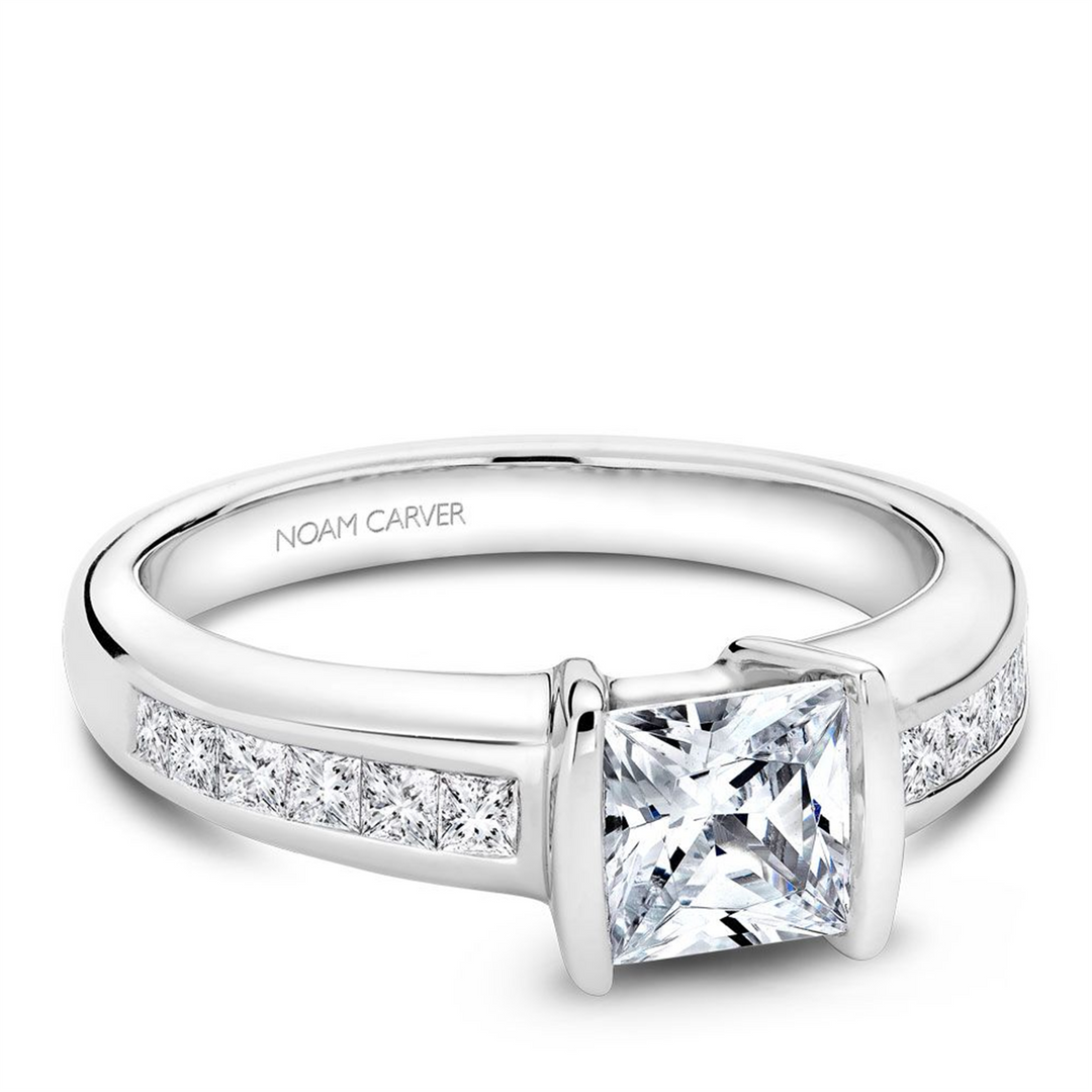 White Gold Side Stones Diamond Engagement Ring Semi-Mount
Fits Centre