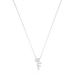 Load image into Gallery viewer, White Sterling Silver Initial &quot;F&quot; Polished Pendant Necklace

PENDANT
