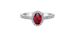 Load image into Gallery viewer, 10K White Gold Halo Ruby and Diamonds Ring
