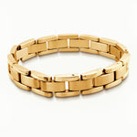 Load image into Gallery viewer, Gold Stainless Steel Fancy Link Bracelet 
Length: 8&quot; + 0.5&quot;
