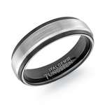 Load image into Gallery viewer, Black with Brushed Steel Centre Tungsten Stepped Down Edges Band 
Wid
