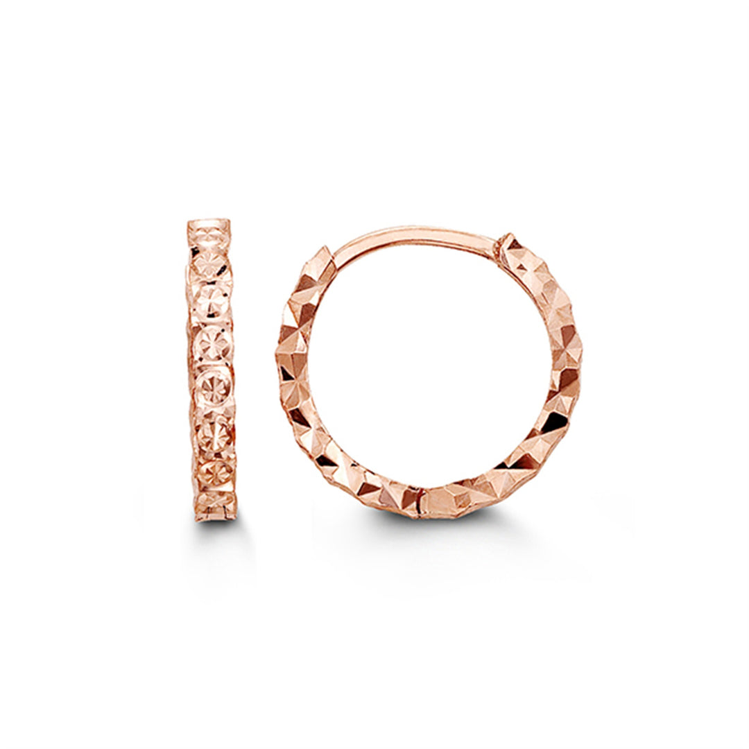Kid's 10K Rose Gold Diamond Cut Huggie Earrings
Collection: Huggies