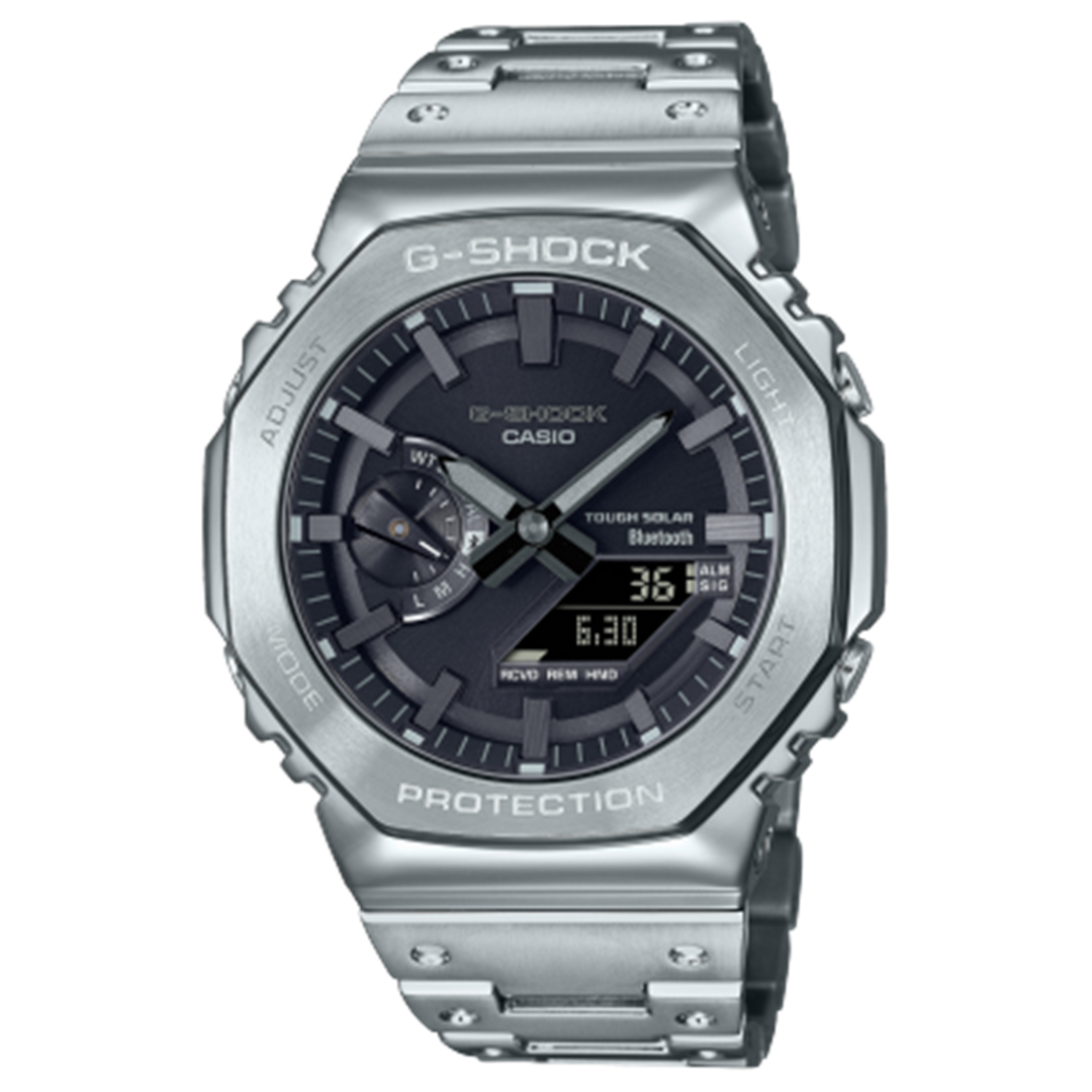 GSHOCK Men's Stainless Steel Solar Sport Watch with Black Dial