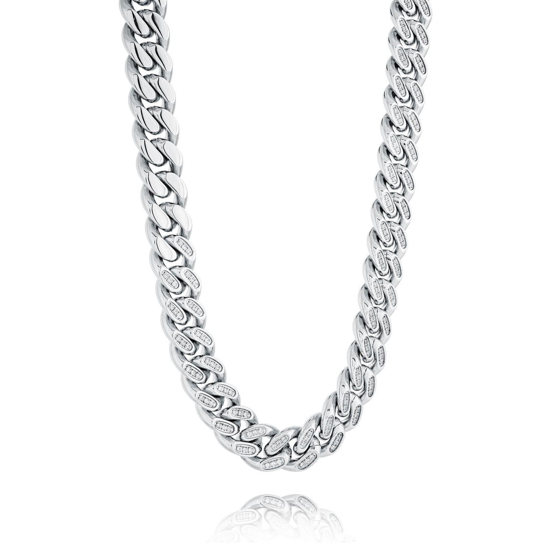 Stainless Steel with Cubic Zirconium 
Length: 22" + 2"