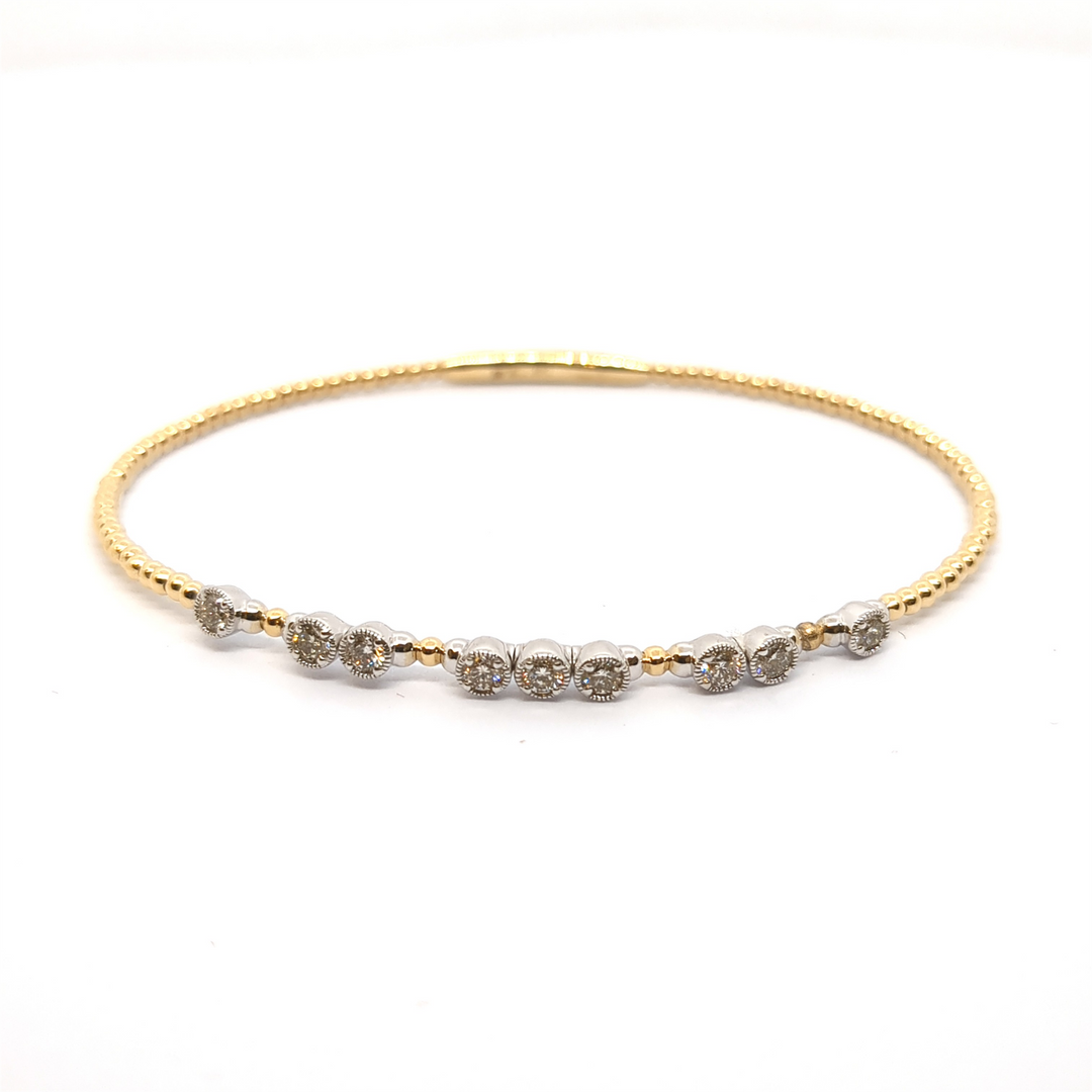 14K White & Yellow Gold Diamonds Bangle 
Total Diamonds: 0.46 cttw