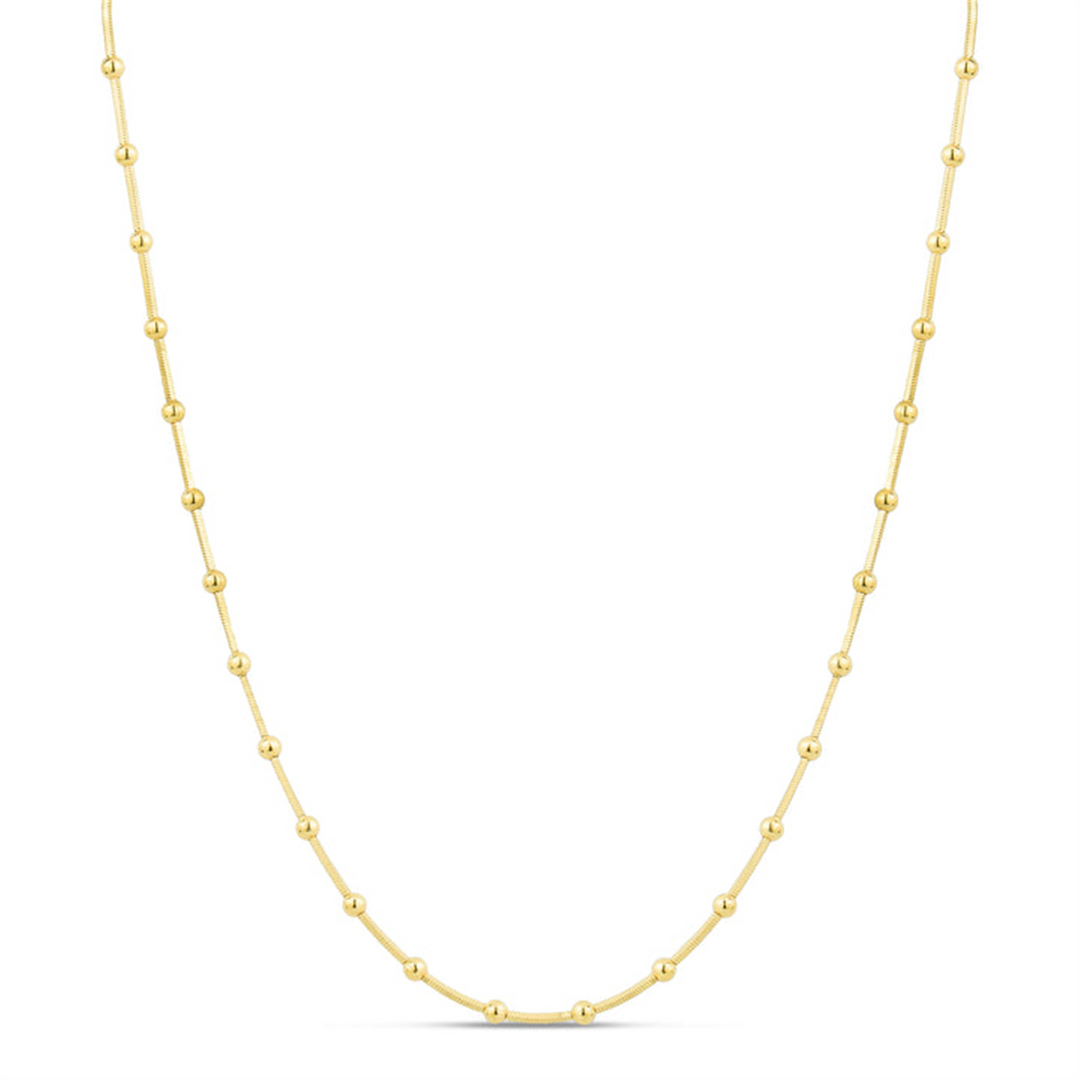 Sterling Silver Yellow Gold Vermeil Bead Chain 
Width: 0.7mm
Length: