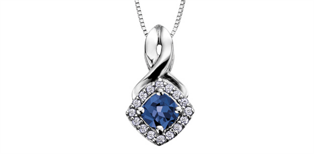 10K White Gold Halo Polished Sapphire Diamonds Pendant Necklace

PEN