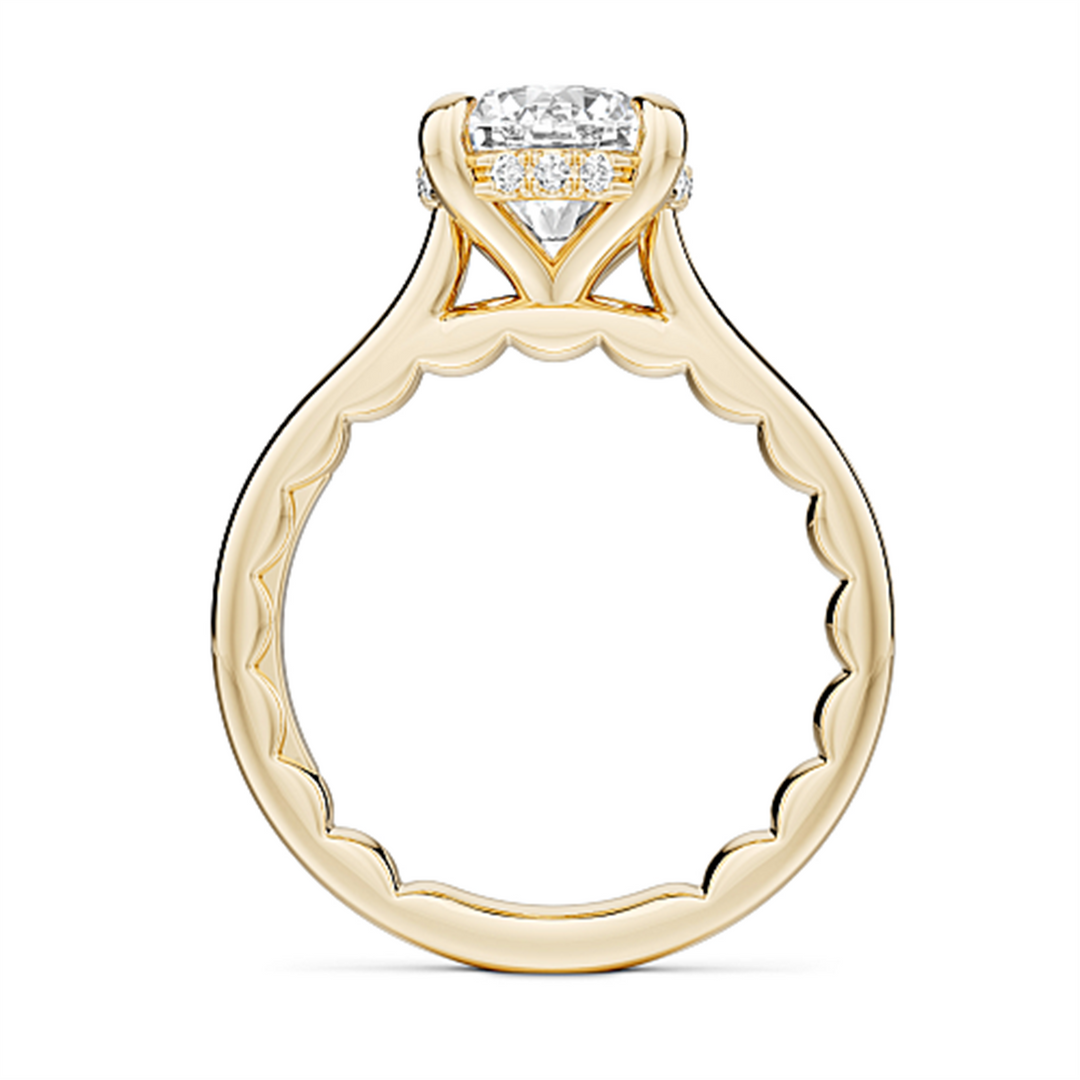 Yellow Gold Hidden Halo Diamond Engagement Ring Semi-Mount
Fits Centr