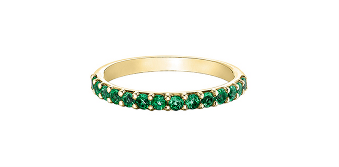 10K Yellow Gold Single Row Lab Emeralds Band
Primary Stone: Round-Cut