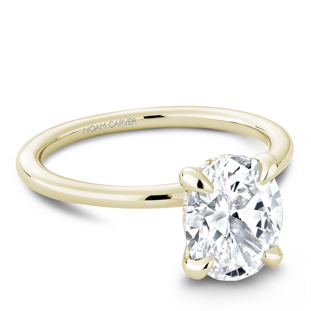14K Yellow Gold Hidden Halo Diamond Engagement Ring Semi-Mount
Fits C