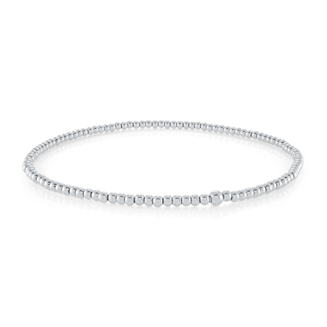 Stainless Steel Ball Stretch Anklet 
Length: 9"
Width: 3mm
Finish: