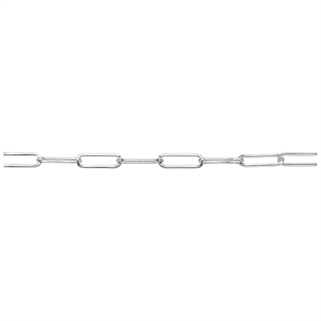 White Sterling Silver Paperclip Bracelet 
Top Width: 4mm
Length: 7.2