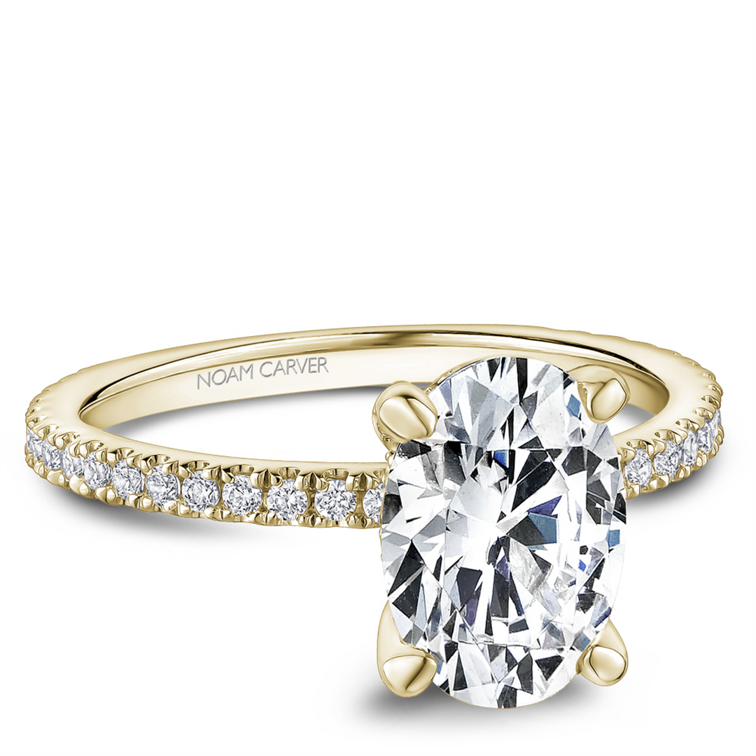 14K Yellow Gold Side Stones Diamond Engagement Ring Semi-Mount
Fits C