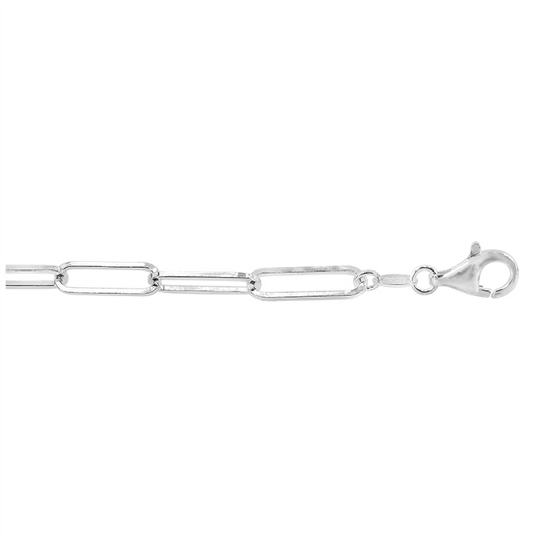White Sterling Silver Paperclip Bracelet 
Top Width: 4mm
Length: 7.2