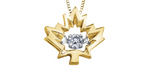 Load image into Gallery viewer, 10K Yellow &amp; White Gold Diamond Maple Leaf Polished Dancing Stone Pend
