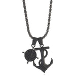 Load image into Gallery viewer, Matte&#39; Black Stainless Steel Anchor Necklace
