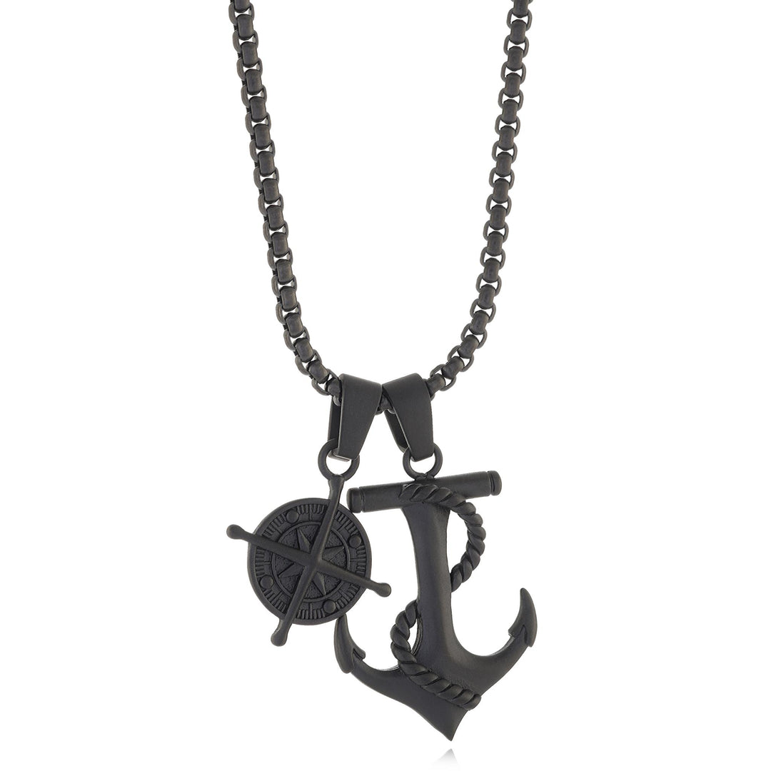 Matte' Black Stainless Steel Anchor Necklace