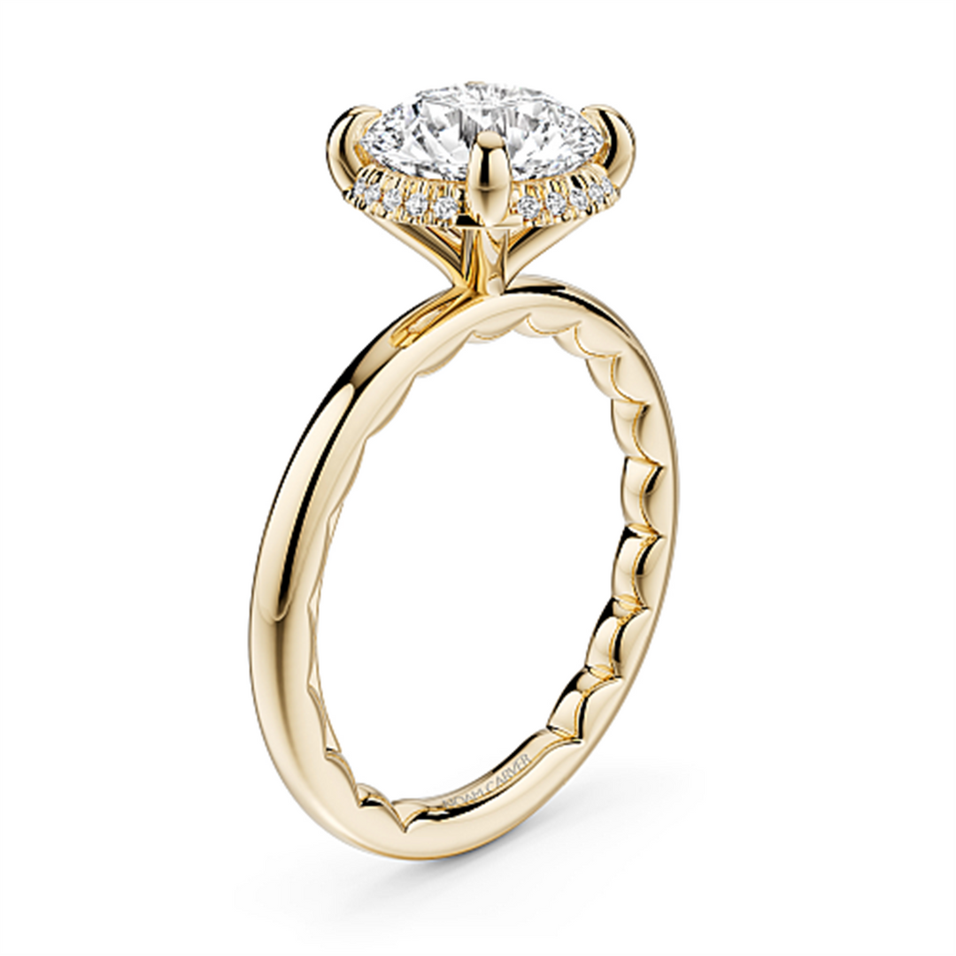 14K Yellow Gold Hidden Halo Diamond Engagement Ring Semi-Mount
Fits C