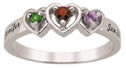 Personalized Yellow Gold Heart Daughter's Pride Ring with Name & Birth Date Engraved 
Number of stones available: 3