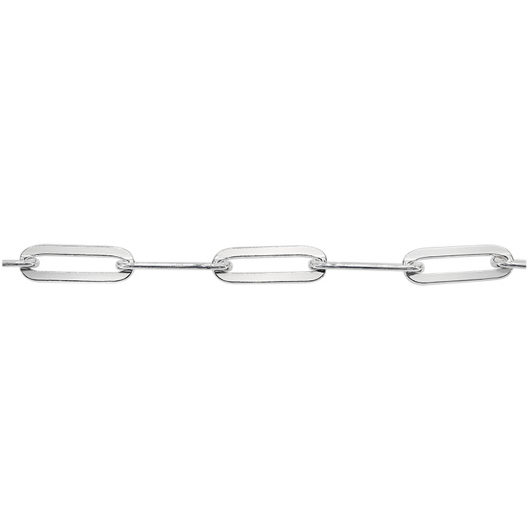 White Sterling Silver Paperclip Bracelet 
Top Width: 5.8mm
Length: 7