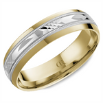 Load image into Gallery viewer, Men's White &amp; Yellow Gold Domed Band with Diamond Cut Finish 
Top Wid